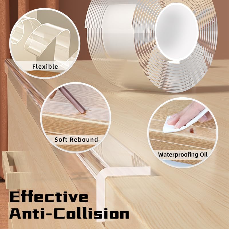 CHENYA 2 in x 13.12 FT,Clear Soft Corner Protectors for Furniture Strip,Sharp Edge & Table Bumper,Window Edge,Wall Protector, Soft Corner Guards Safe for Proof,Table Corner Protectors in Family - Image 4